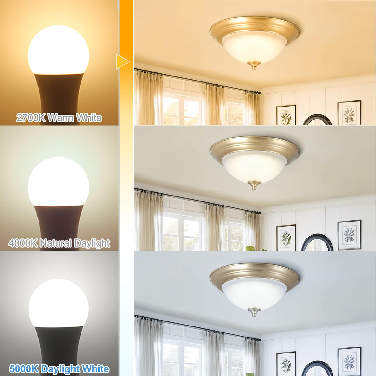 GU24 LED Light Bulbs 60W Equivalent 2700K Warm White CRI85+ 900LM