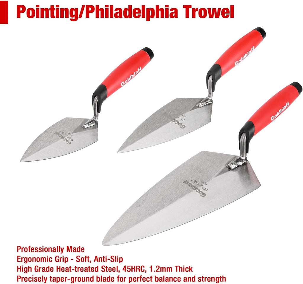 6PCS Masonry Tool Set with Brick Trowel & Tuck Pointing Tools | Hardened Steel, Cement & Mortar Trowel, Margin
