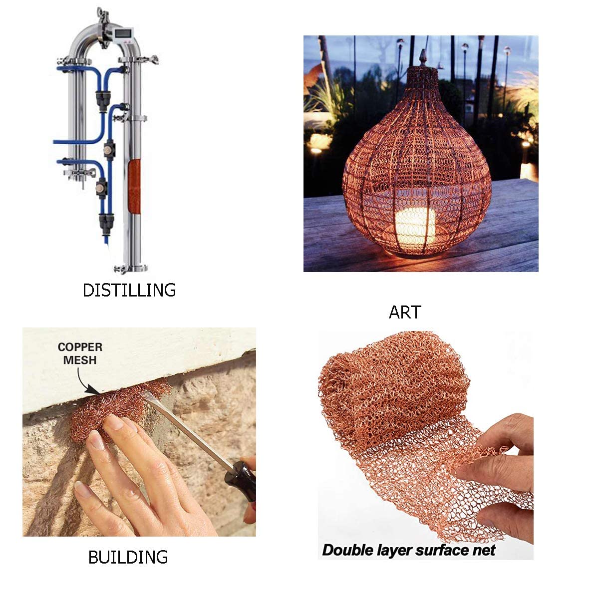 Pure Copper Mesh Roll 4 x 40 inch Stuff-fit Wire Mesh for Gap Blocker | Pure Copper Mesh for Distilling