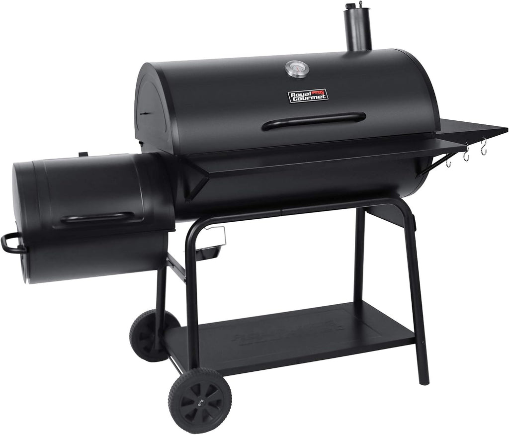 CC2036F Barrel Charcoal Grill with Offset Smoker, Outdoor BBQ Grill with 1200 Sq. In. Grilling Area for Large Event