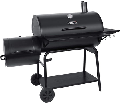 CC2036F Barrel Charcoal Grill with Offset Smoker, Outdoor BBQ Grill with 1200 Sq. In. Grilling Area for Large Event