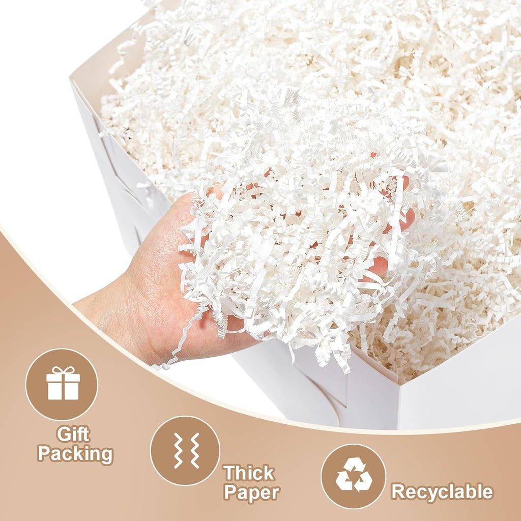 2 LB Crinkle Cut Paper Shred White Shredded Paper for Gift Box