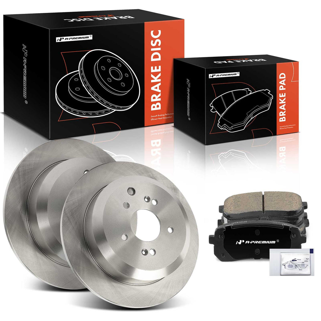 A-Premium 12.76 In (324mm) Rear Solid Brake Rotors and Ceramic Pads Kit