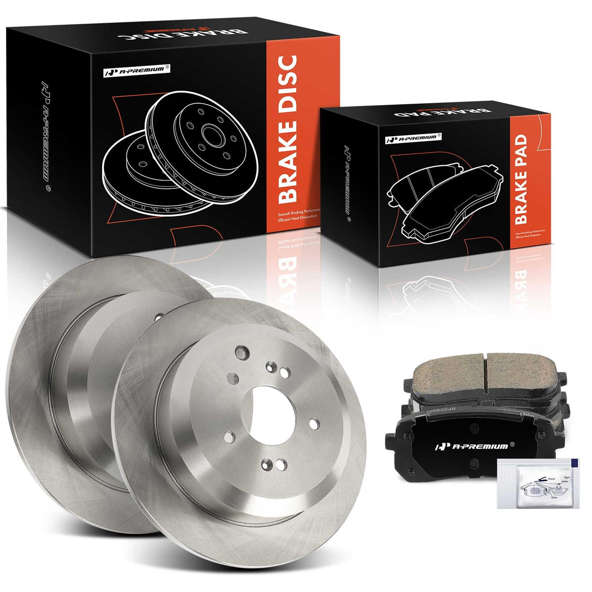 A-Premium 12.76 In (324mm) Rear Solid Brake Rotors and Ceramic Pads Kit