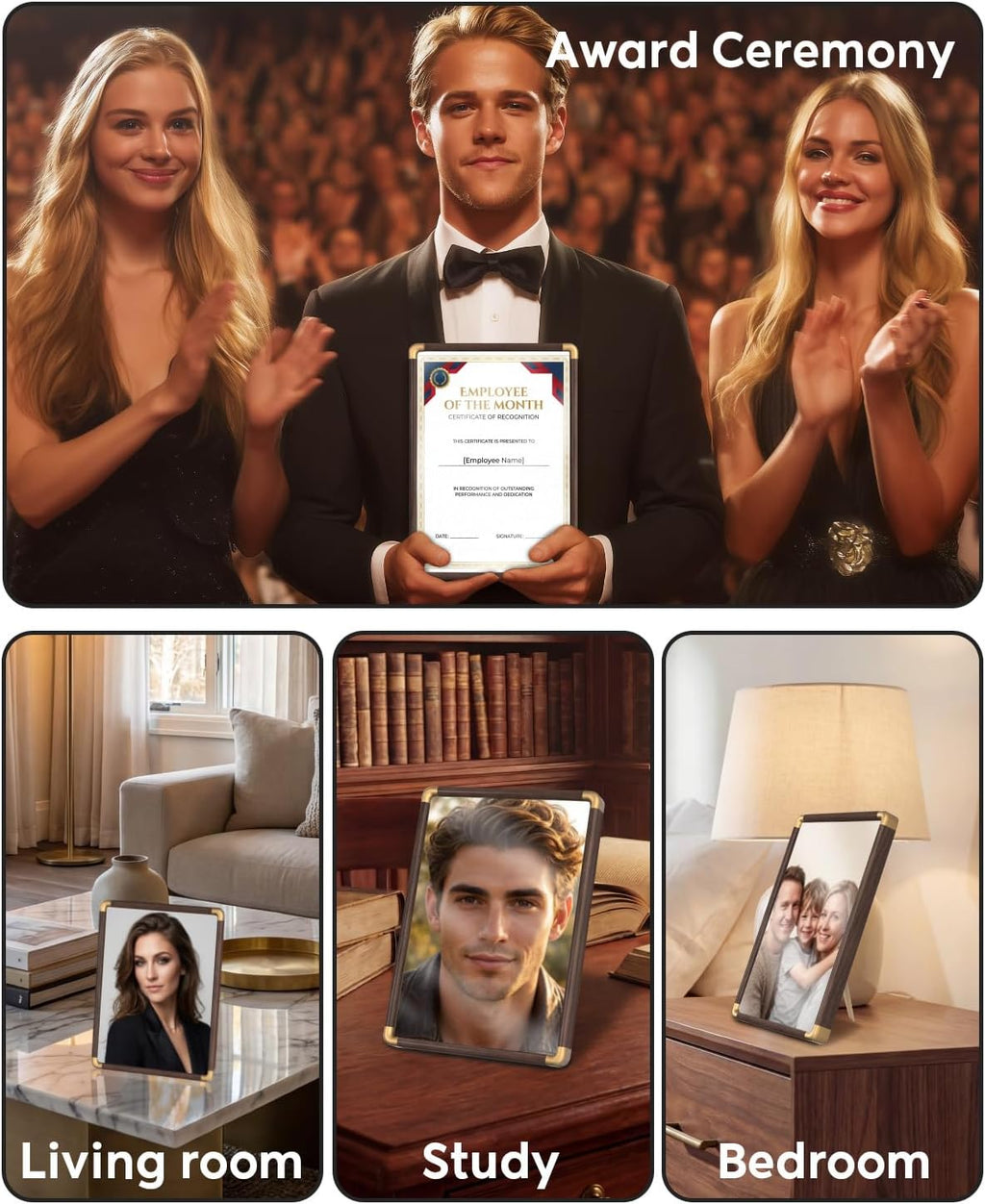 Awards and Trophies, Certificate Frames, Wood Plaque, A4 Size | Display Award Frame, Suitable for Showcasing Employee