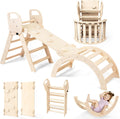 Pikler Triangle Set Foldable Wooden Toddler Climbing Toys Indoor, Playground Jungle Gym for Kids, Montessori Climbing