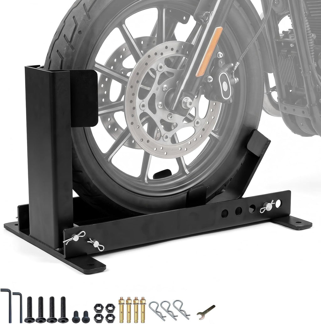 Motorcycle Wheel Chock, Adjustable Front Wheel Stand,15"-22" Wheels