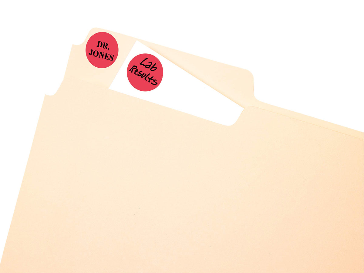 Print/Write Self-Adhesive Removable Labels, 0.75 Inch Diameter, Red, 18 Packs (5466)