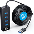 4-Port USB 3.0 Hub with 10FT USB Extension Cable, 5Gbps Data Transfer