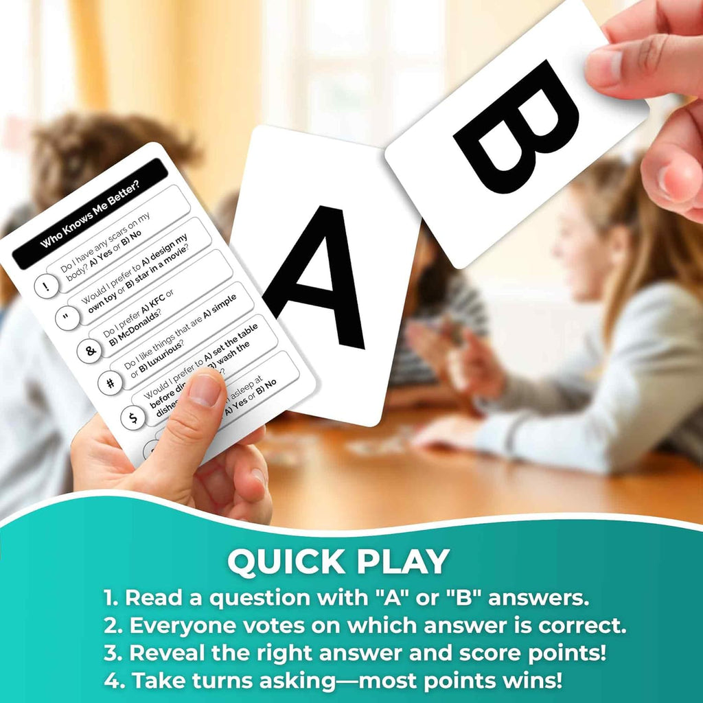 Family Board Games for Kids and Adults - Trivia Card Games for Kids 8-12 and Adults - Who Knows Me Better for Family