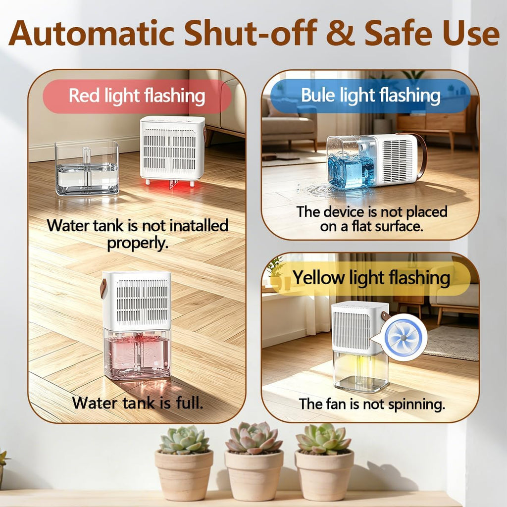 Dehumidifier 60oz Small Dehumidifier for Home 430 Sq.Ft Quiet Dehumidifier with 10 Color Lights&Auto Shut Off 3 Modes