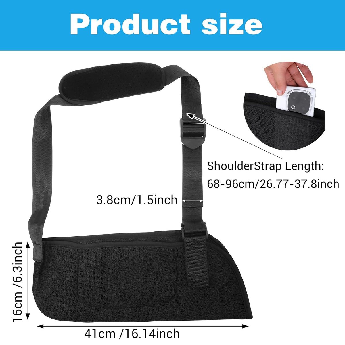 Arm Sling, Shoulder Immobilizer Breathable Sling for Shoulder Injury, Shoulder Sling Immobilizer with Foam Neck Left