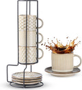 6 OZ Coffee Mugs with Saucer and Stand, Ceramic Espresso Coffee Cup