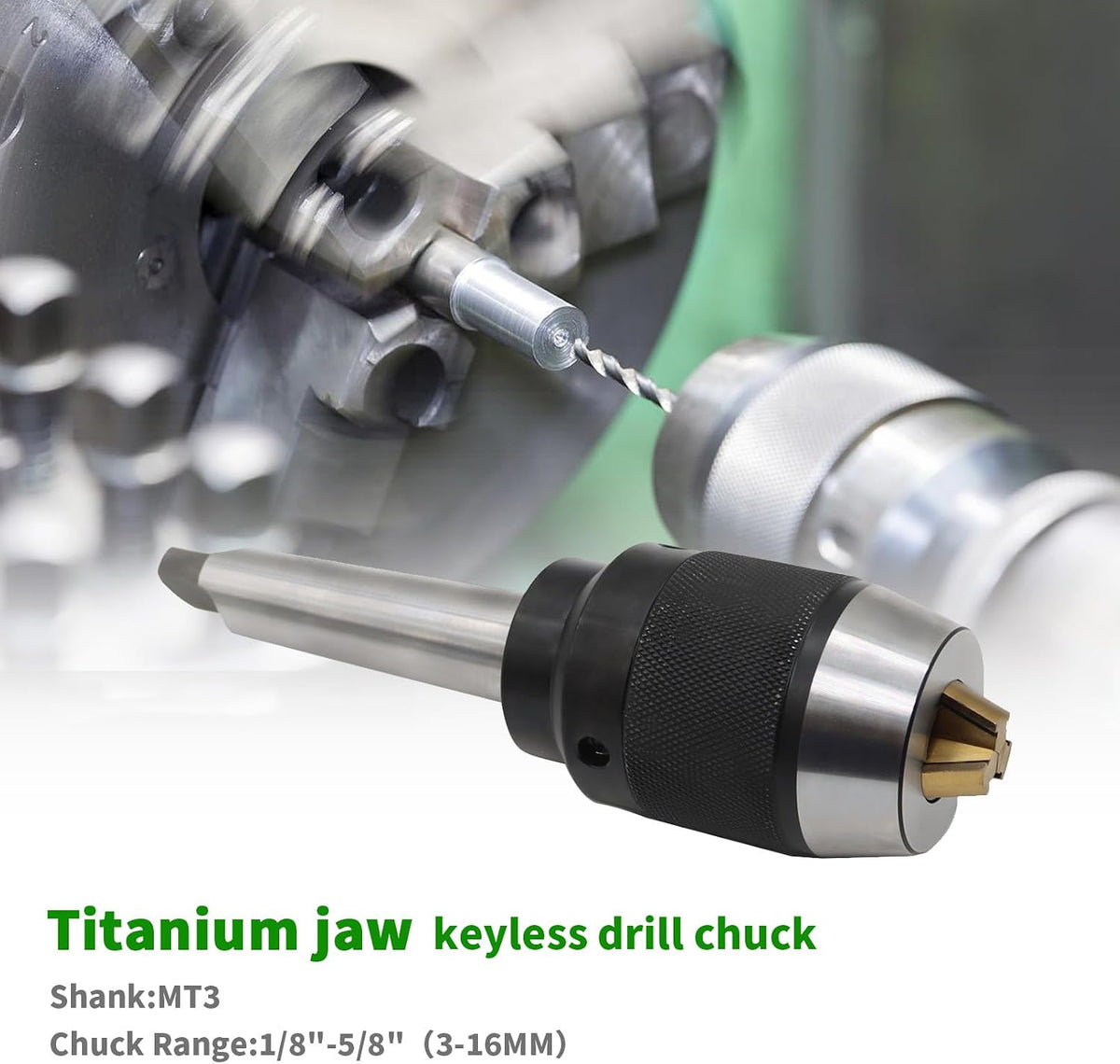 1/8"-5/8" Heavy Duty MT3 Shank Lathe Keyless Drill Chuck