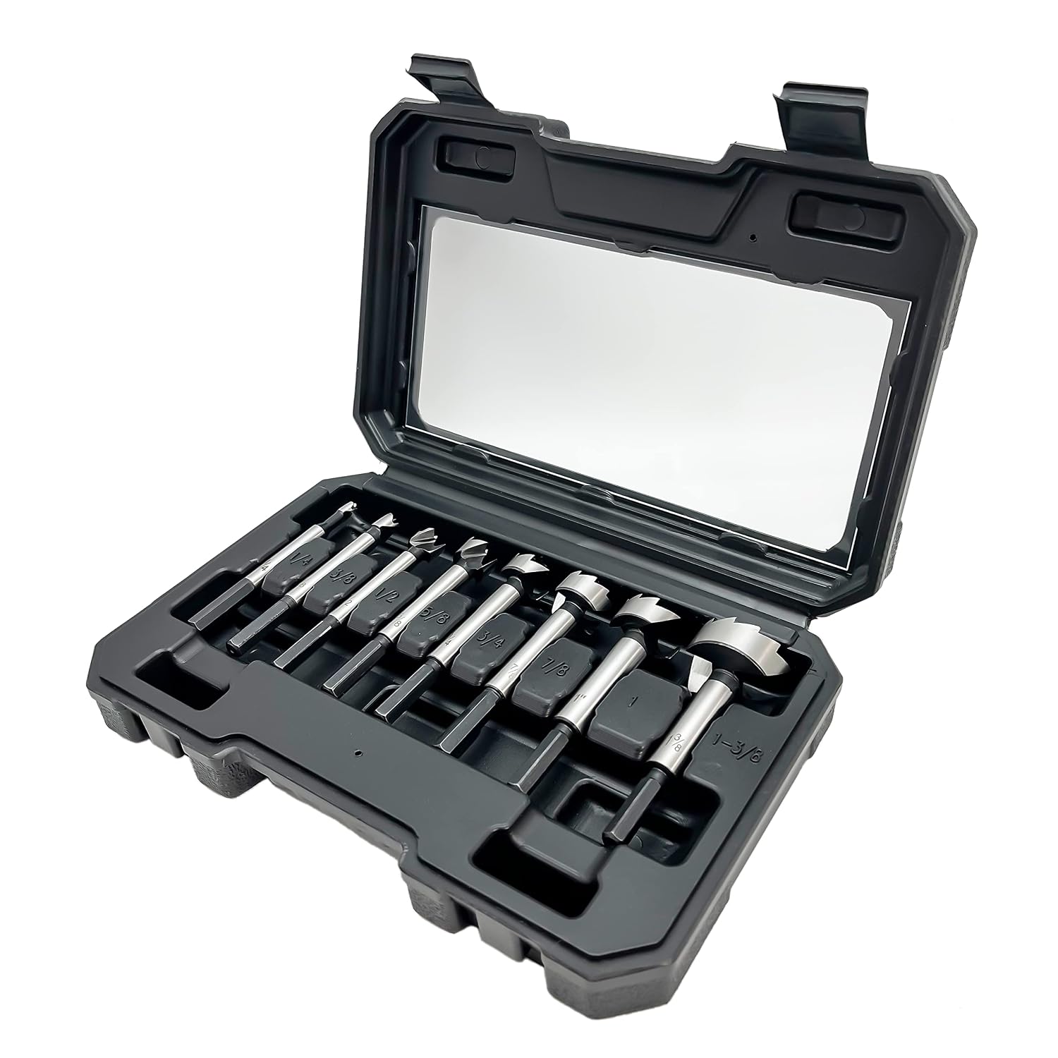 Forstner Bit Set 8Pcs Hex Shank, Wood Drill Bits Set with Multi Sided Shank