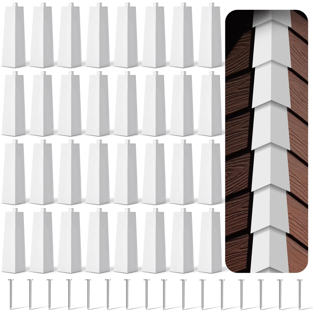 32 Pcs White Aluminum Siding Corners Outside