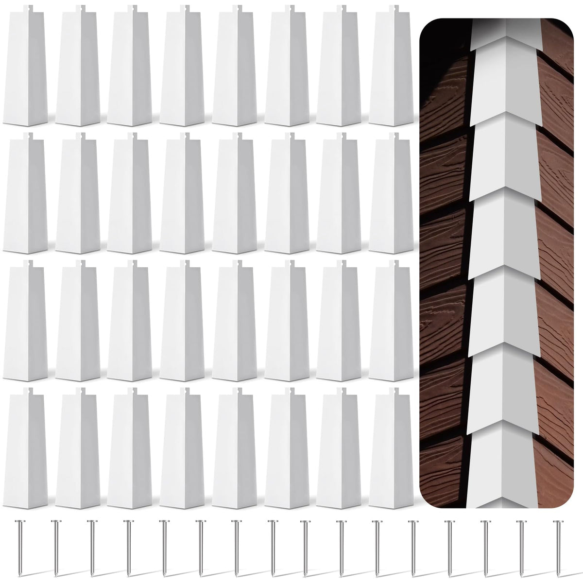 32 Pcs White Aluminum Siding Corners Outside