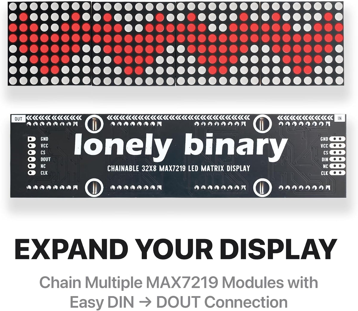 Lonely Binary 3-Pack 32x8 LED Matrix MAX7219 3-Color for C++ ESP32