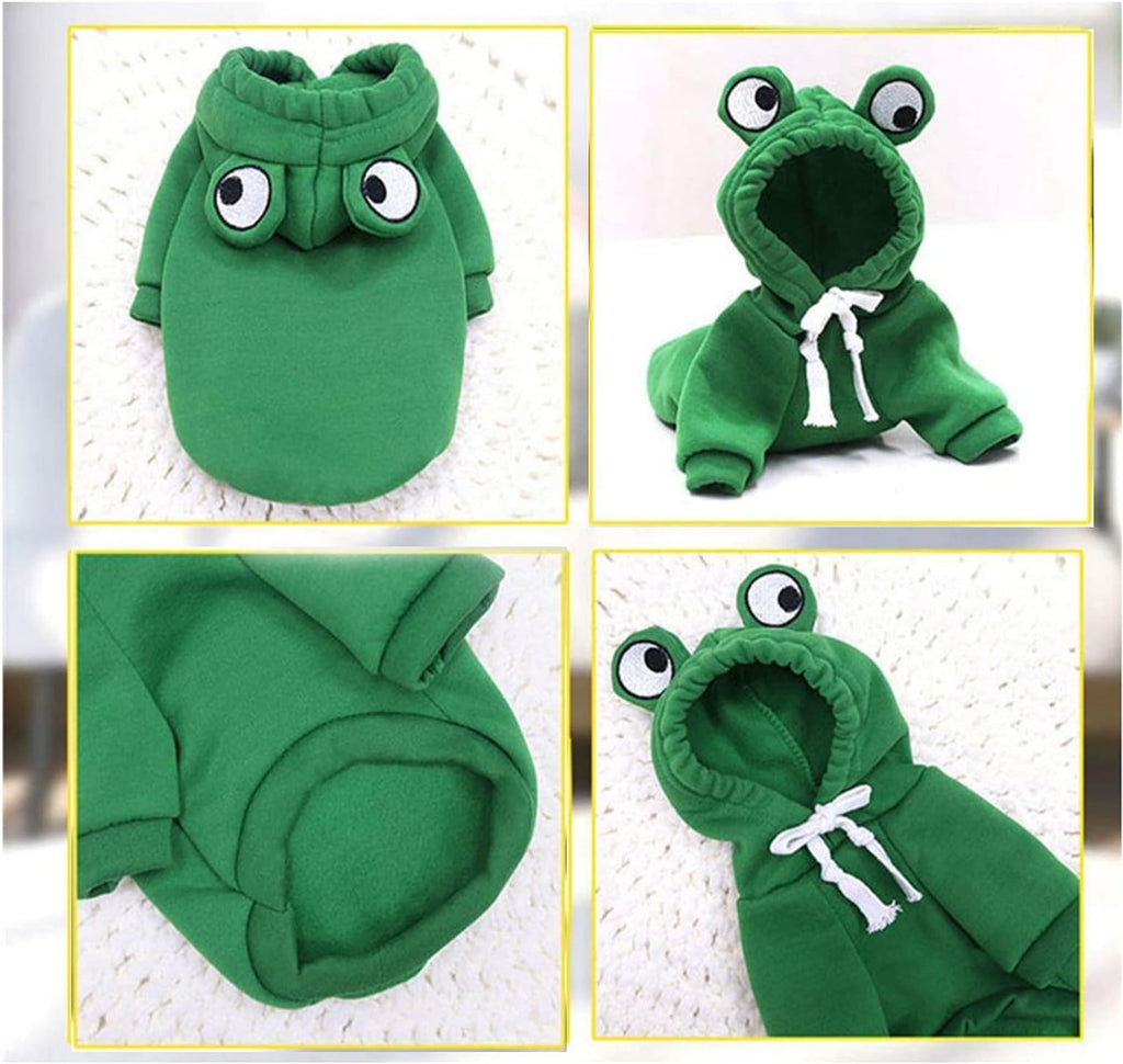 Dog Hoodie Basic Sweater Coat Cute - Frog Shape Warm Jacket Pet Cold Weather Clothes Outfit Outerwear for Cats Puppy