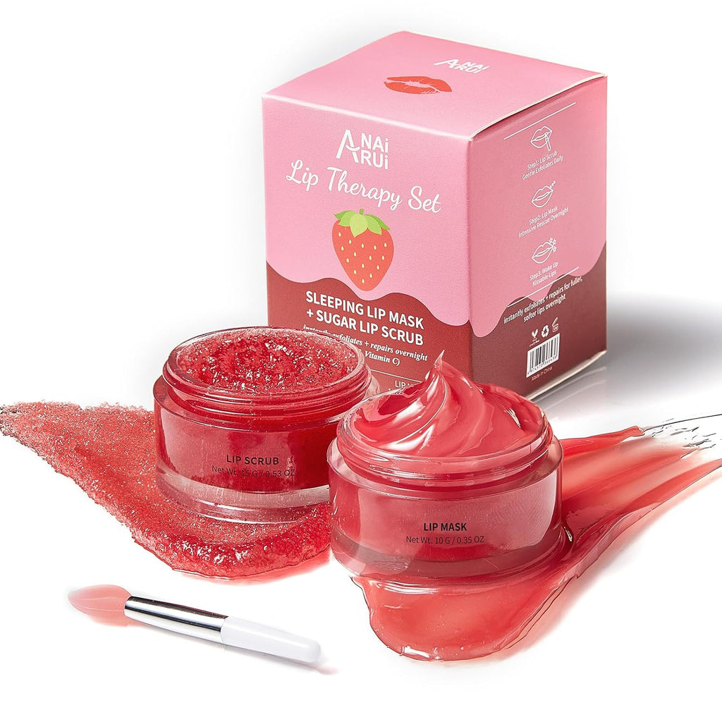 Lip Scrub & Lip Mask Set, Strawberry
