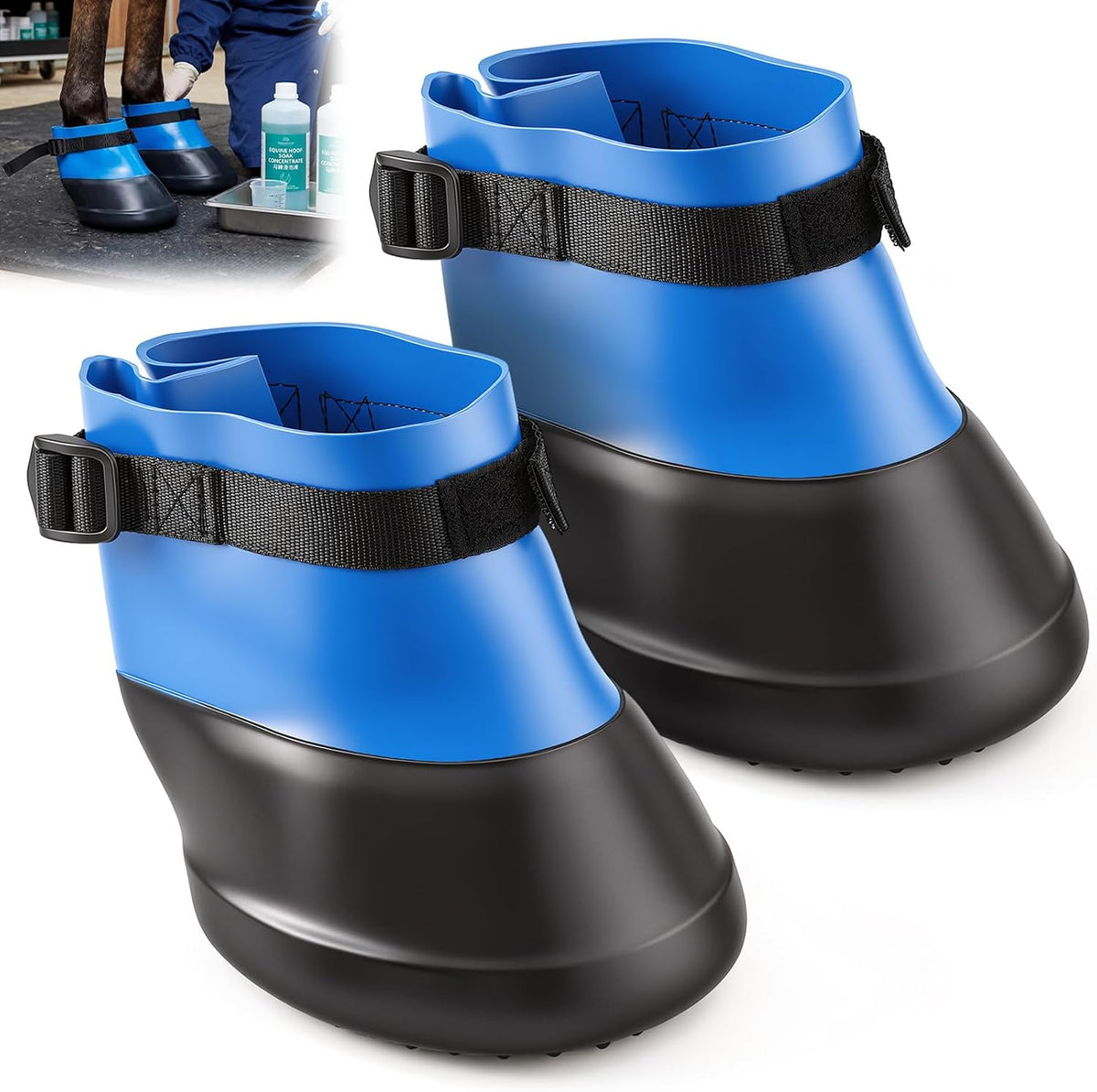 2 Pcs Protective Horse Hoof Boots, Adjustable Strap