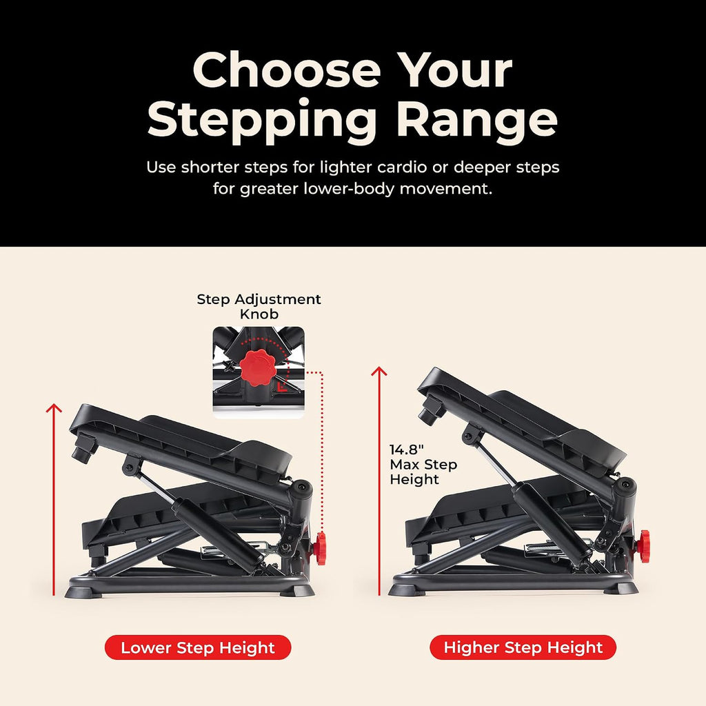 Sunny Health & Fitness Twist Stair Stepper with Resistance Bands