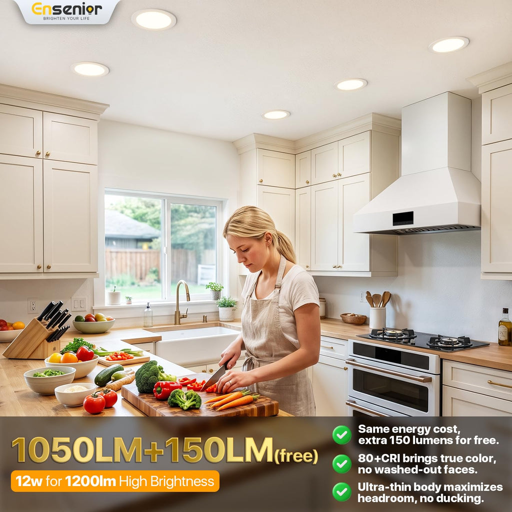 24 Pack 6 Inch LED Recessed Light, 6000K Dimmable Canless Wafer
