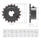 FOCMKEAS 17 Tooth Roller Chain Sprocket, 25 Chain, 12mm Bore
