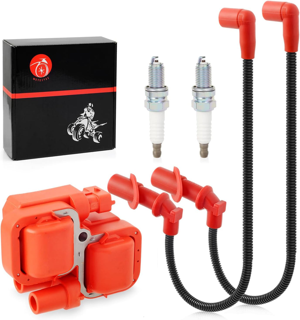 Ignition coil & Spark plug & Cap w/Wire for Polaris Sportsman Ranger 700 800 2005-2016 RZR 4 S 800 2008 2009 2010