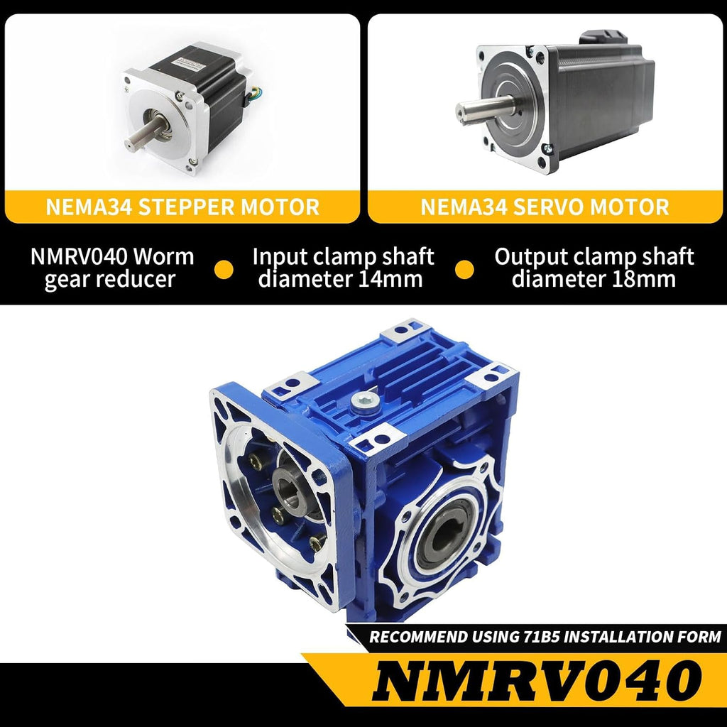 NMRV040 Worm Reducer Ratio 30:1 Nema34 Stepper Motor Servo Motor