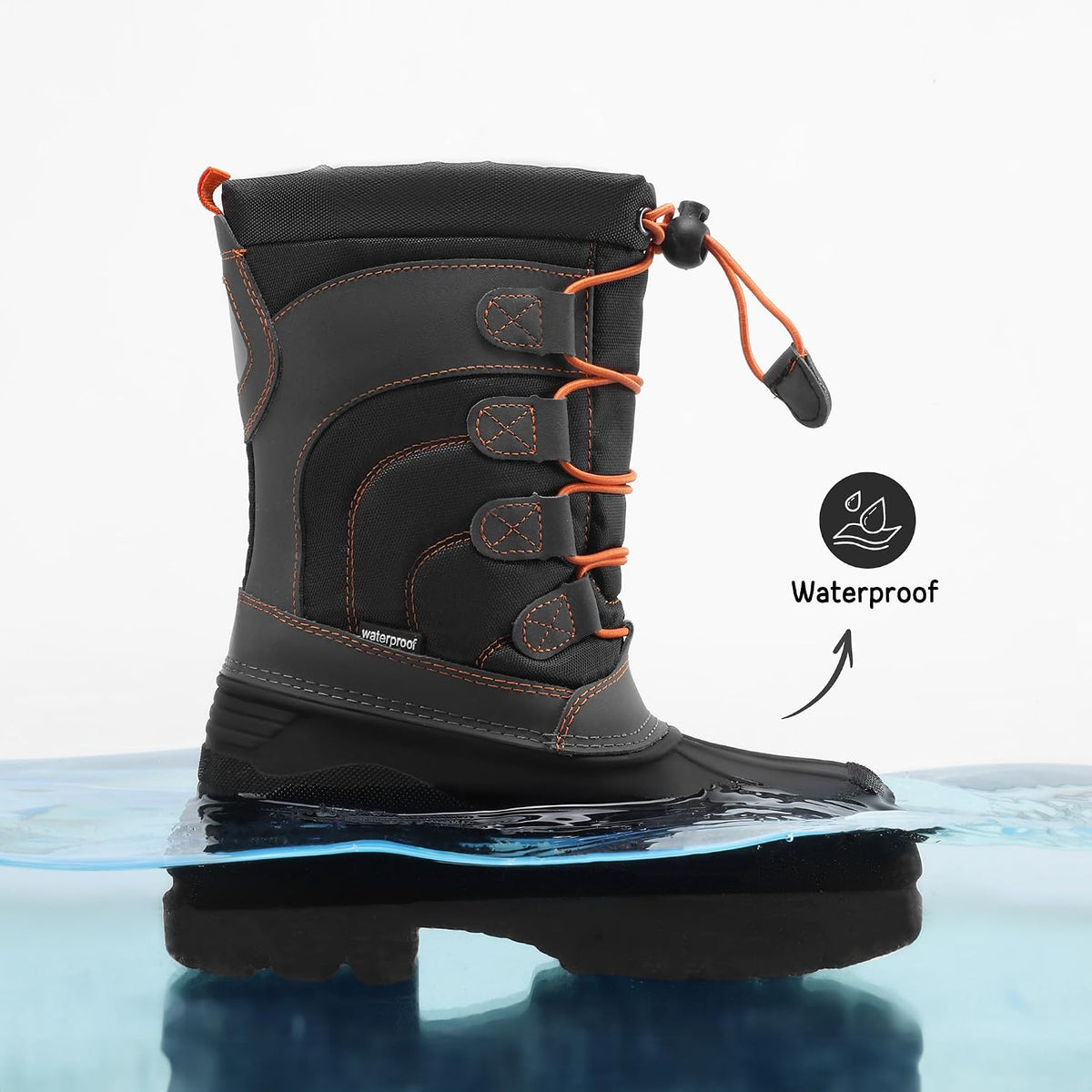 Unisex Snow Waterproof Winter Boots | Warm Faux Fur Lined Outdoor Secure Grip Anti Slip Outsole Easy Wear Windproof
