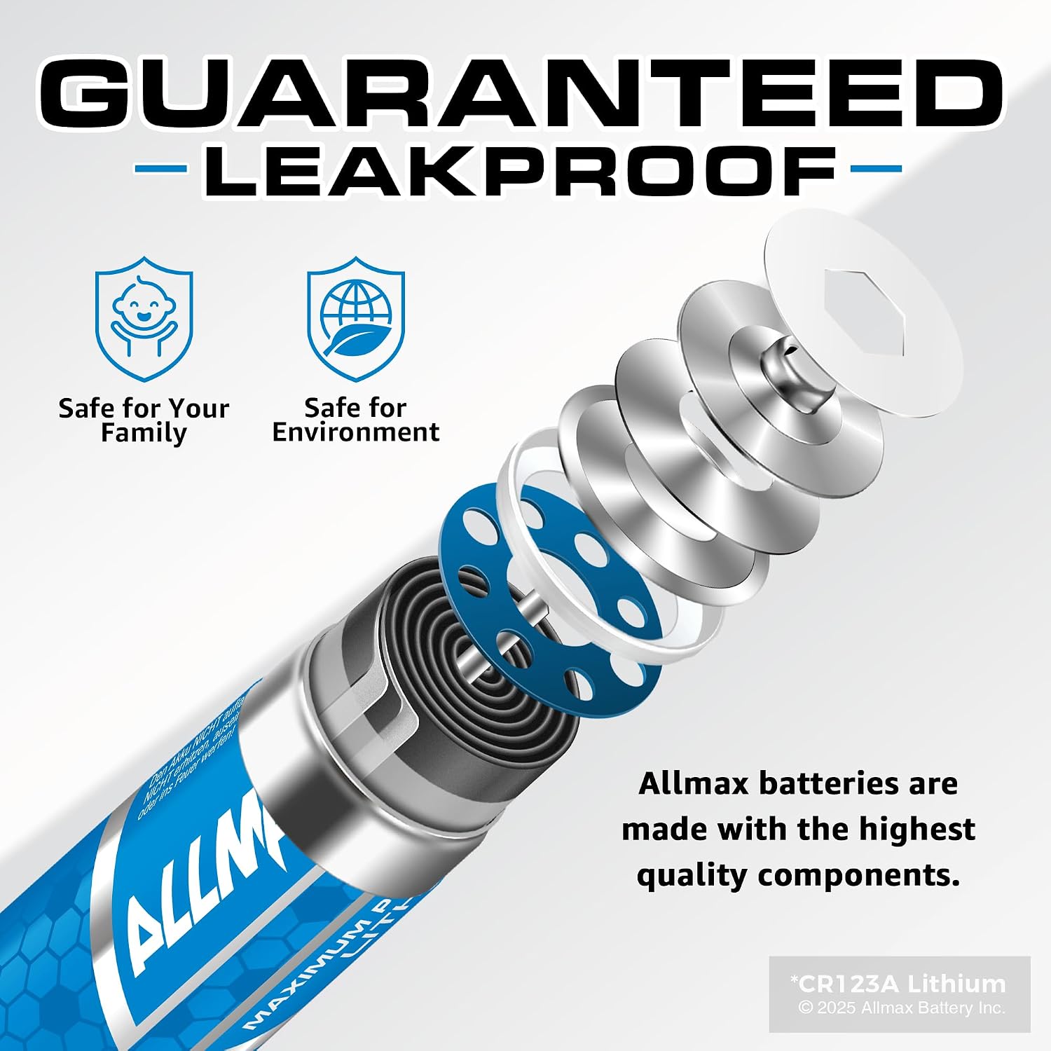 Allmax CR123A Maximum Power Lithium Batteries (16 Count) – 3V | 10-Year Shelf Life • Perfect for Wireless Security