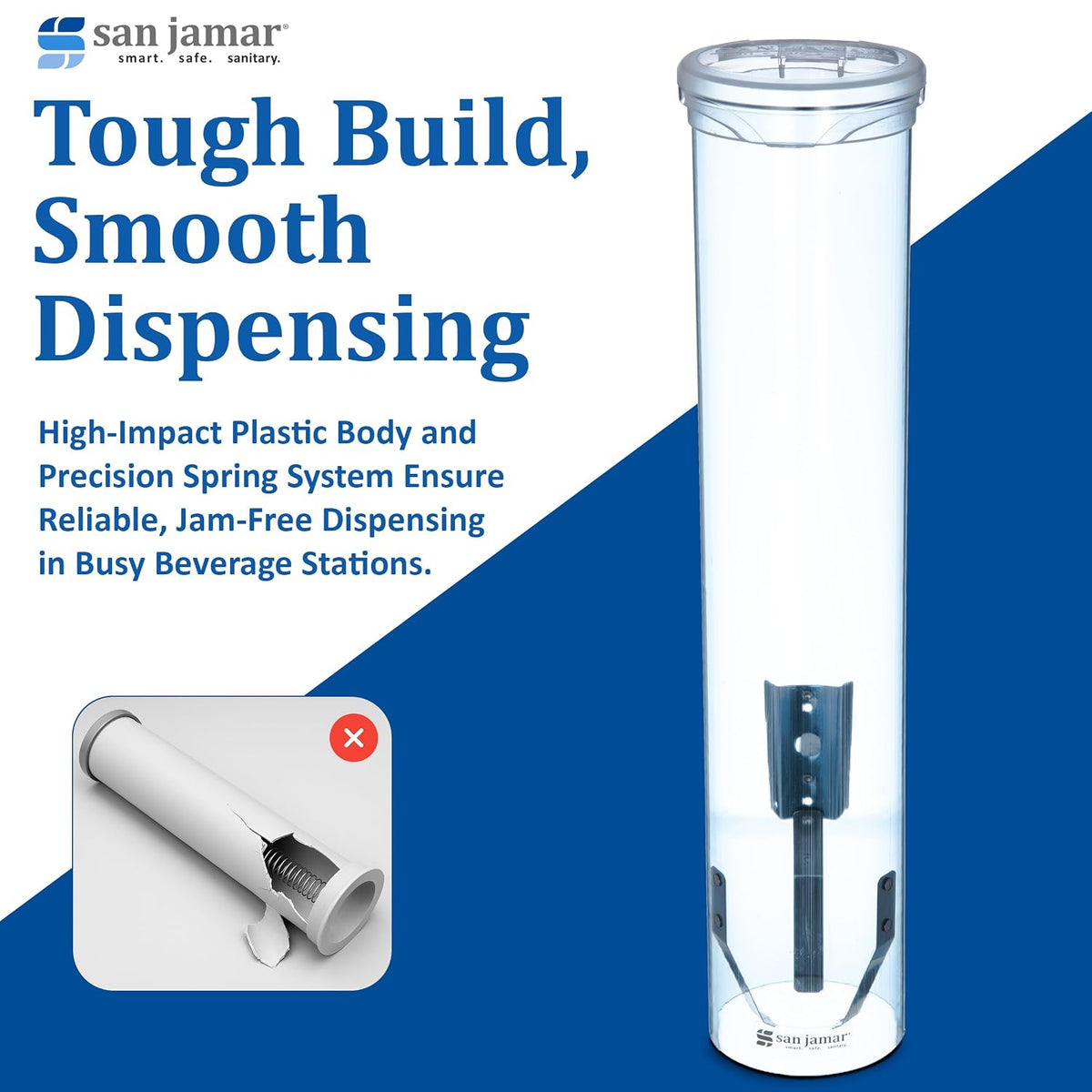 Small Pull-Type Wall-Mount Cup Dispenser, 3-5 oz, Blue