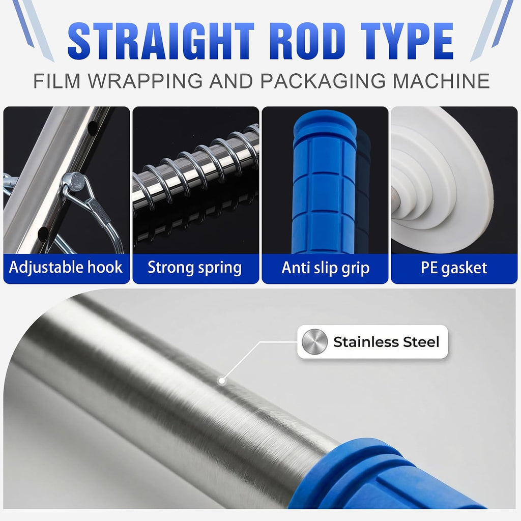 Long Handle Pallet Stretch Wrap Dispenser, Stretch Wrap Dispenser for Film Width 12-20 inch, Rolls 1.5" to 3"