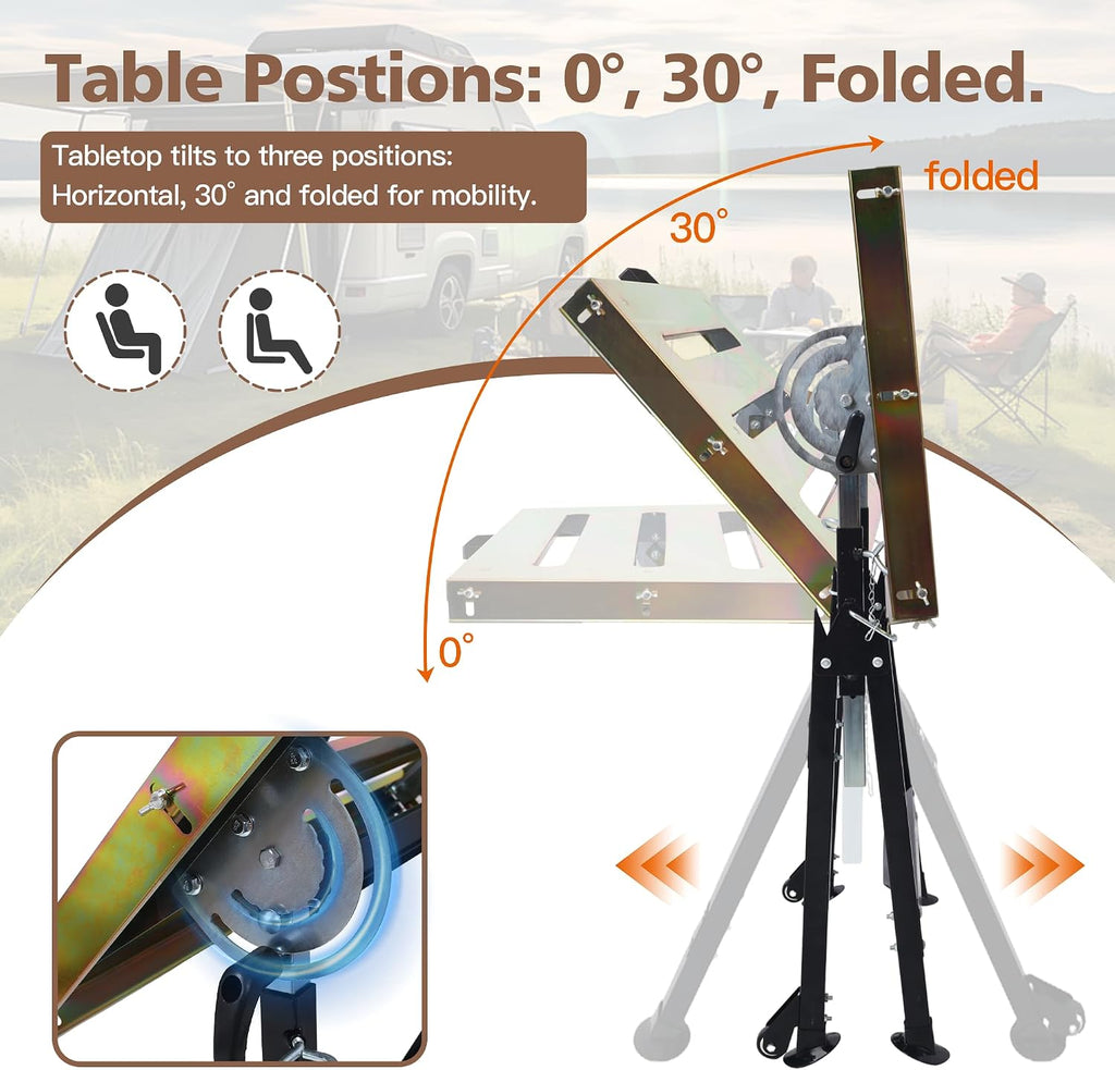 Steel Welding Table 30" x 20", Portable Welding Table with Wheels and 3 Slots, Adjustable Angle & Height, 400lbs Load