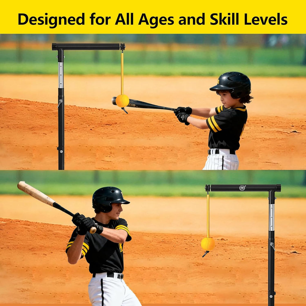 Baseball Softball Batting Tee with Auto Return Ball, Adjustable 21" to 45" Baseball Swing Trainer for All Ages