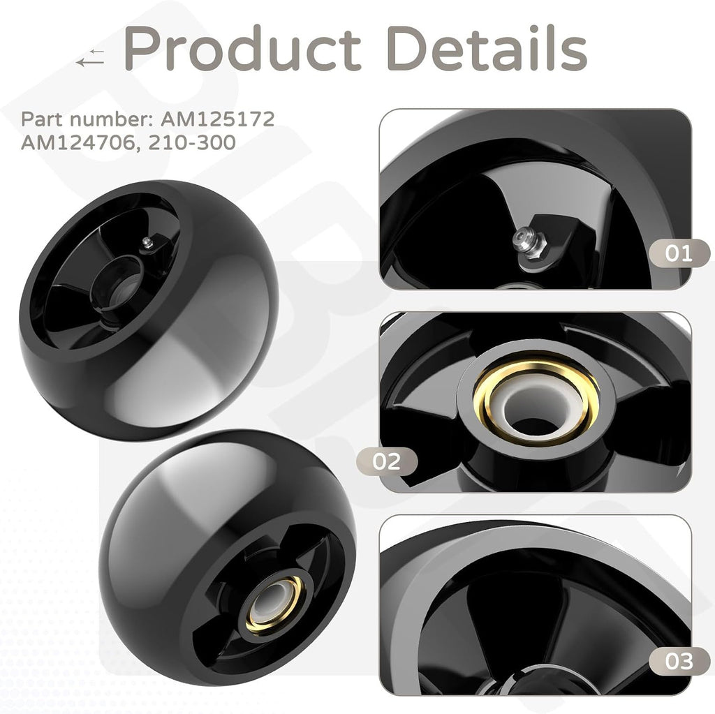 4 Set AM125172 Plastic Deck Gauge Wheel Kit Compatible with Joh-n Deere