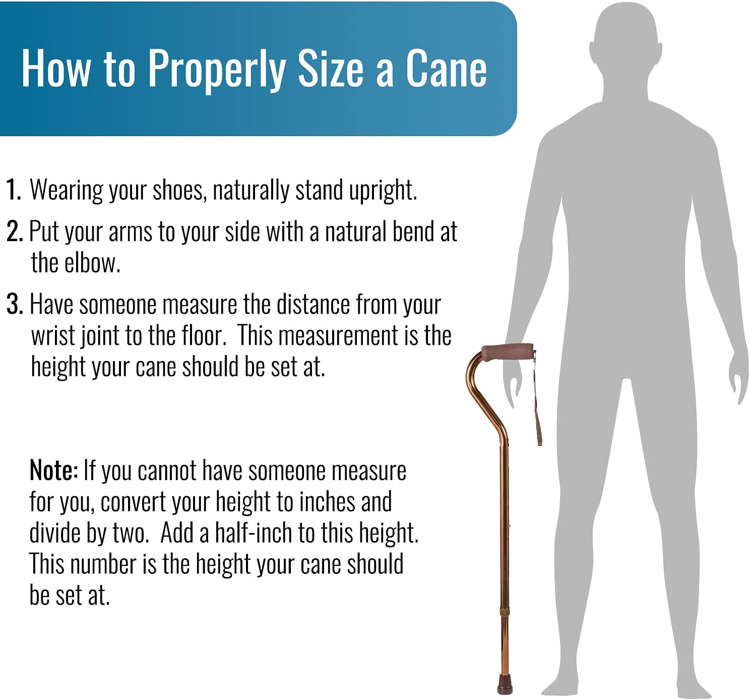 Walking Cane for Adult Men and Women, FSA Eligible, Lightweight and Adjustable, Ergonomic Hand Grip and Wrist Strap