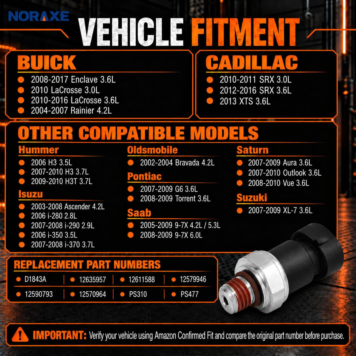 Oil Pressure Sensor Switch for 2002-2017 Chevy GMC Buick Cadillac