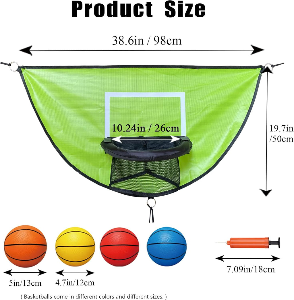 Trampoline Basketball Hoop, with Pump and 4 Mini Balls, Easy to Install, Universal Trampoline Accessories