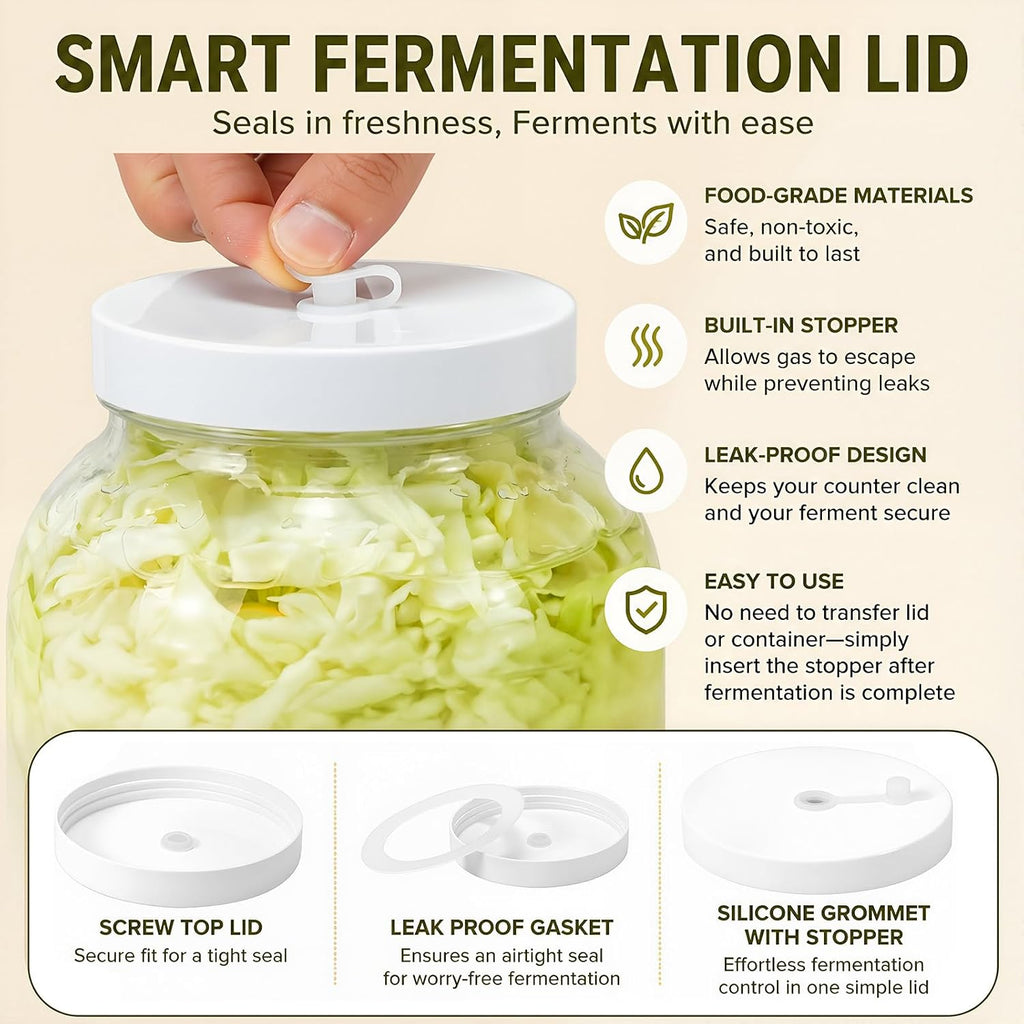 1 Gallon Large Glass Fermentation Jars with Airlock for Kombucha, Pickles | Wide Mouth Mead Making Kit, Canning Jars