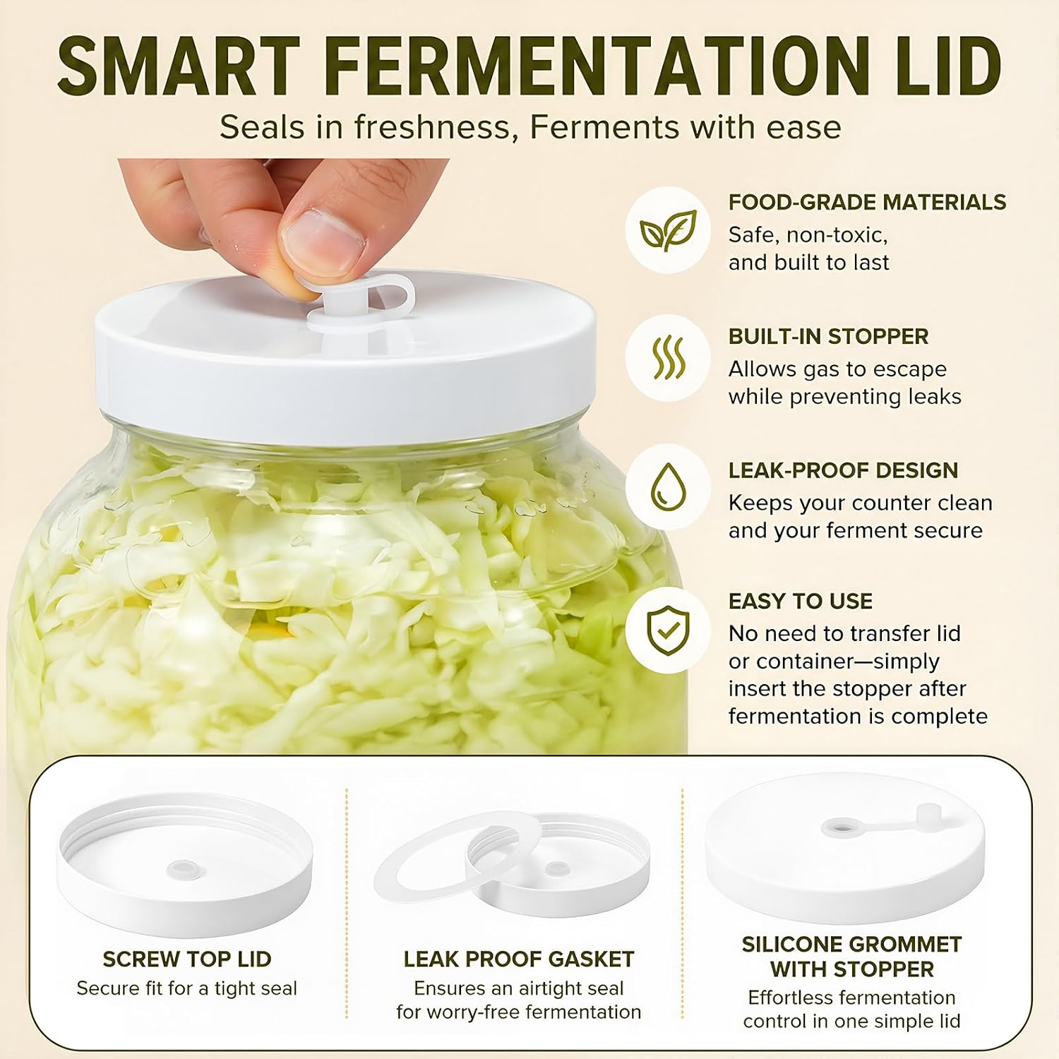 1 Gallon Large Glass Fermentation Jars with Airlock for Kombucha, Pickles | Wide Mouth Mead Making Kit, Canning Jars