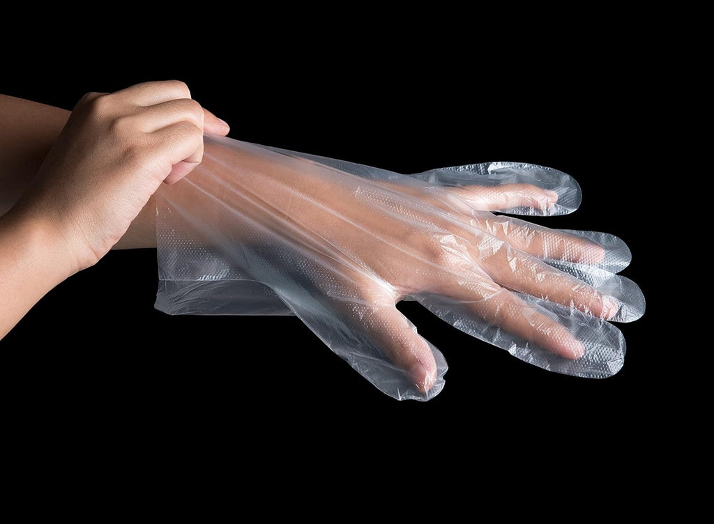 Embossed Poly Disposable Gloves, Powder-Free - 10 dispensers of 100 gloves each (1000 pcs total)