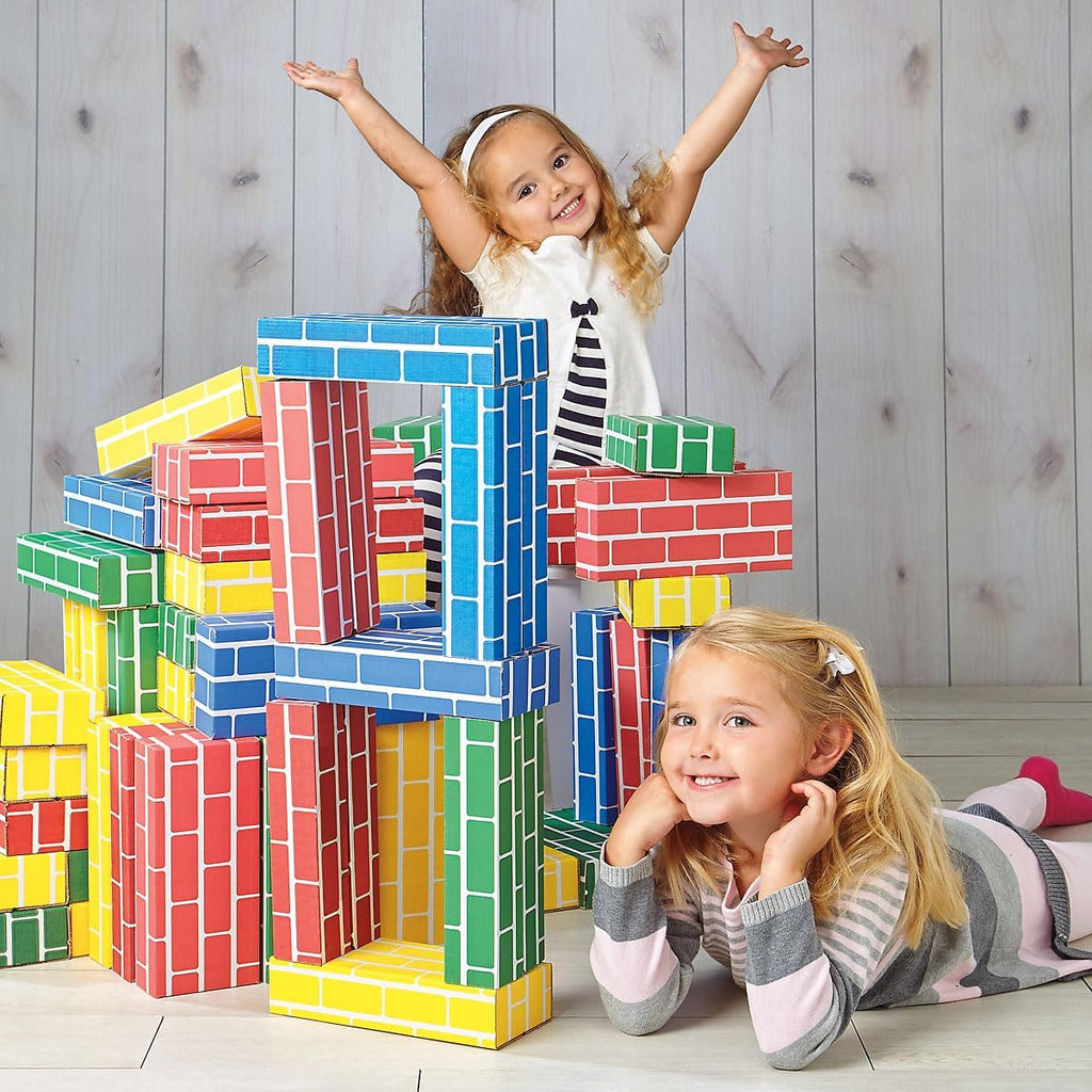 Primary Building Bricks - Kids Cardboard Blocks, Each 9" x 4" x 2" (Set of 24)