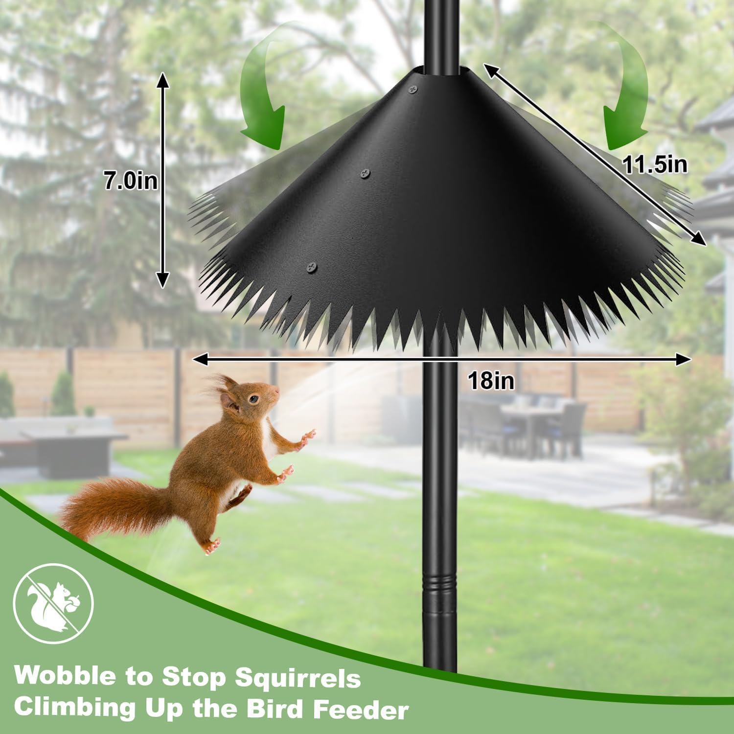 Bird Feeder Pole, 93 Inch Heavy Duty Birdhouse Pole with Spiked Baffle & 2 Tray, Adjustable Wild Bird Feeding Station