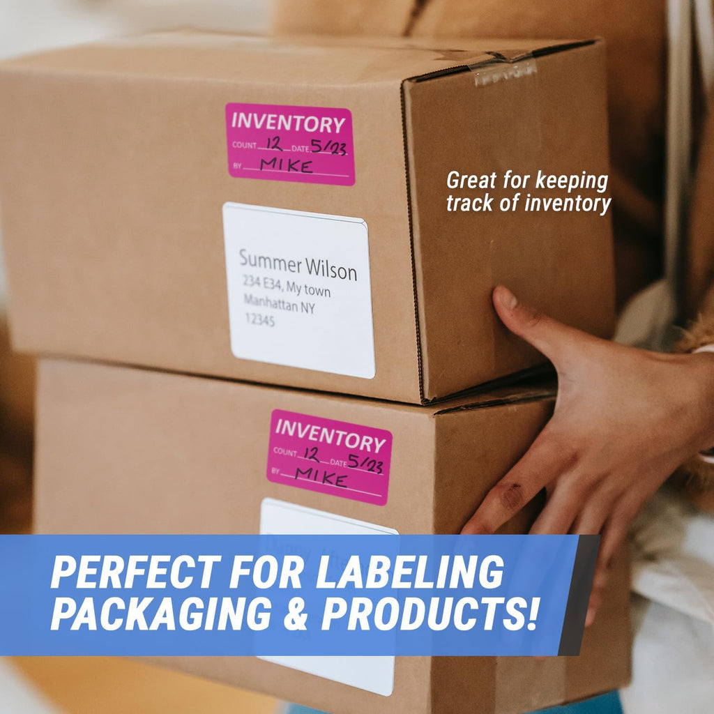 Inventory Labels, 2.5 x 1.5 inch, Bright Pink, 300 Labels