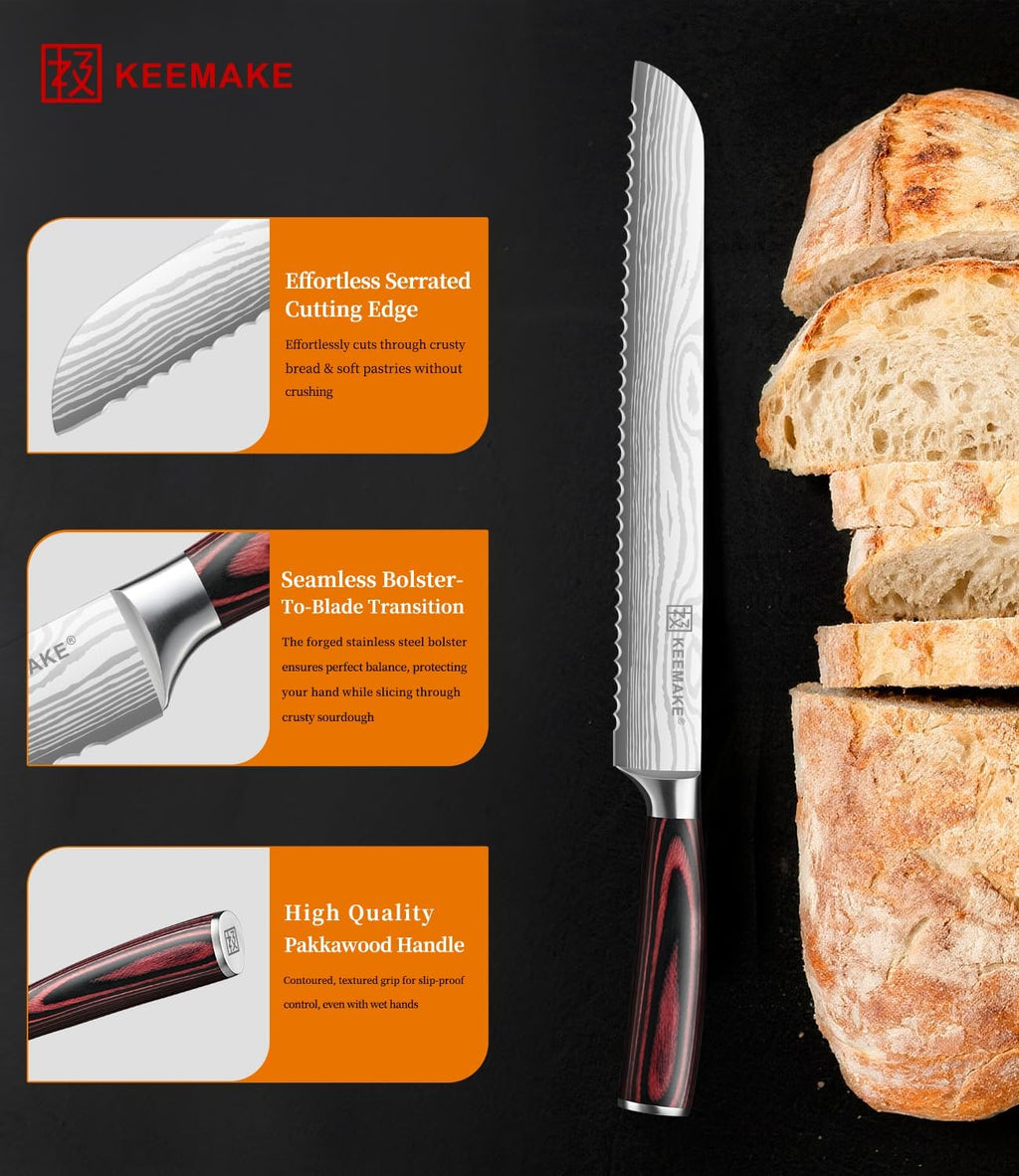 10 Inch Bread Knife for Homemade Bread, Serrated Sourdough Knife