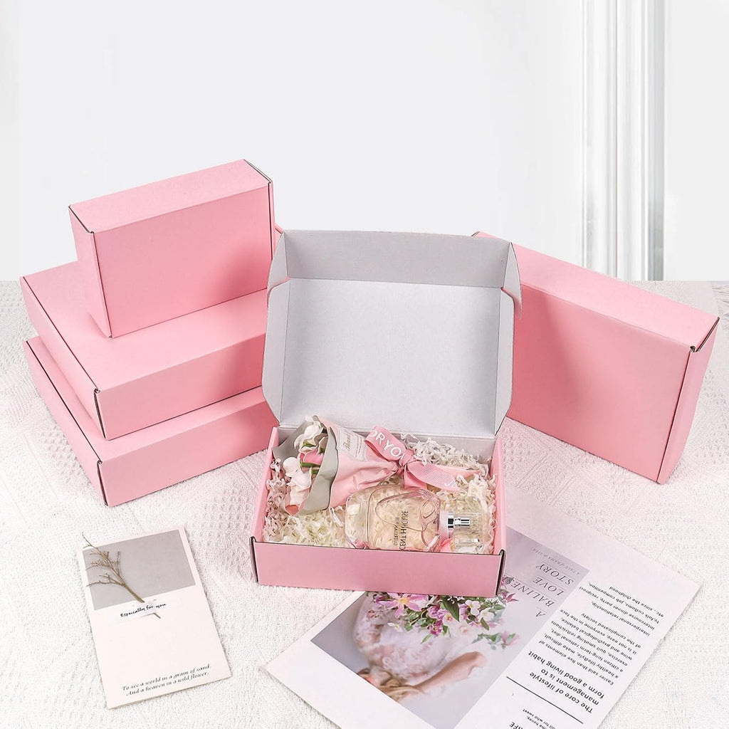 6x4x2 Pink Shipping Boxes Small, 45 Pack Corrugated Cardboard Mailer Boxes for Packaging Small Business Mailing Gift
