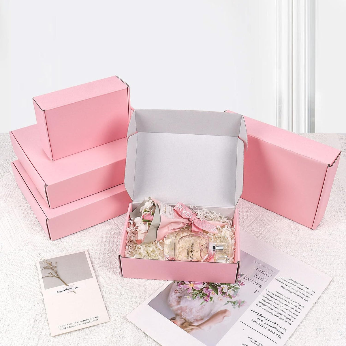 6x4x2 Pink Shipping Boxes Small, 45 Pack Corrugated Cardboard Mailer Boxes for Packaging Small Business Mailing Gift
