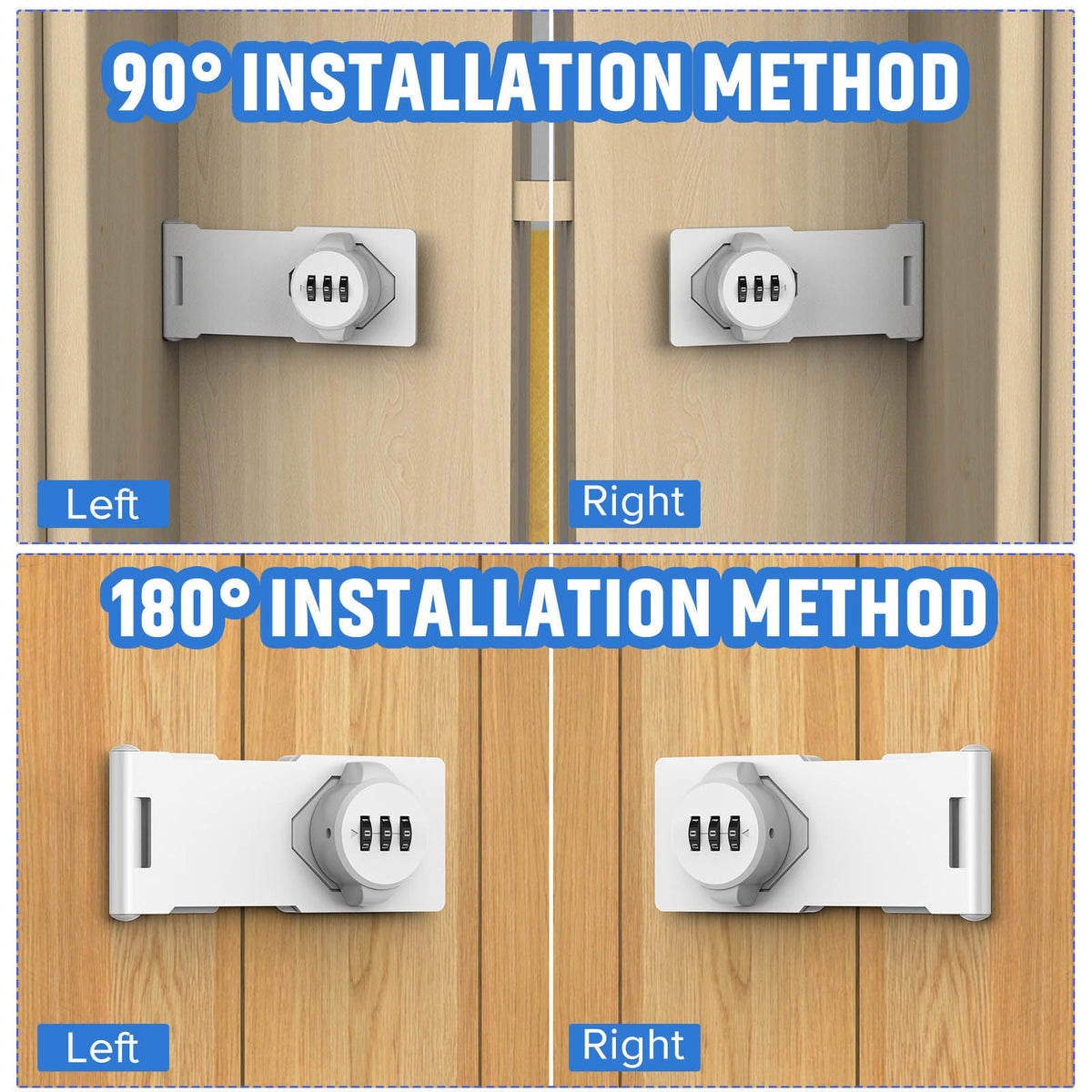Cabinet Locks with Combination, Password Hasp Locks, 4 Pack White